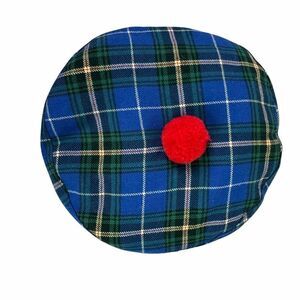 Nova Scotia Tartan Wool Tam Hat with Red Pom
